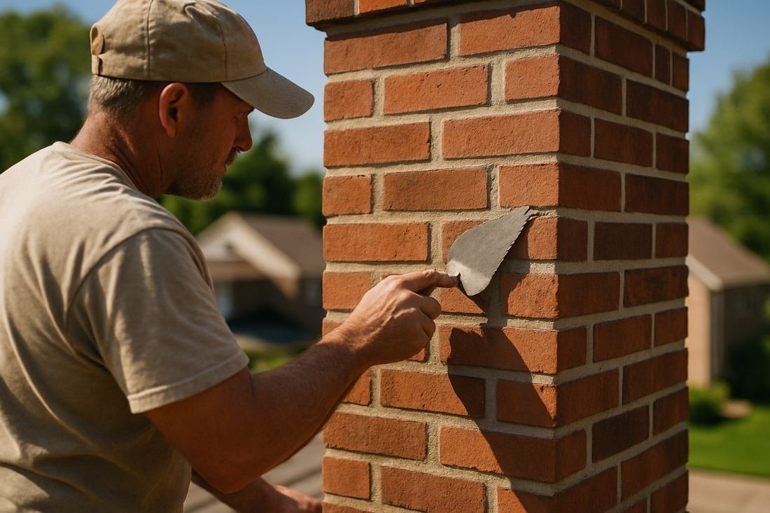 ASH Chimney technician performing masonry & rebuild work on a Nashville, TN home