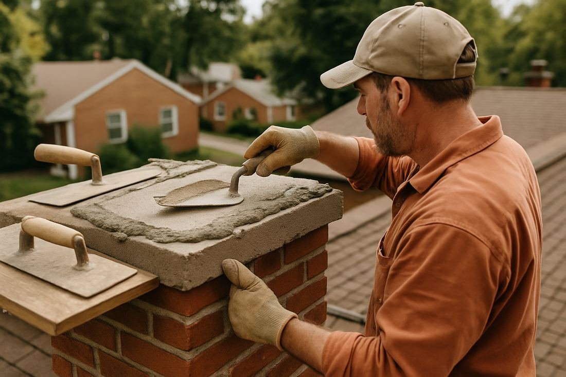 ASH Chimney technician performing masonry & rebuild work on a Nashville, TN home