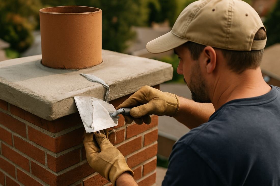 ASH Chimney technician performing chimney repair work on a Nashville, TN home