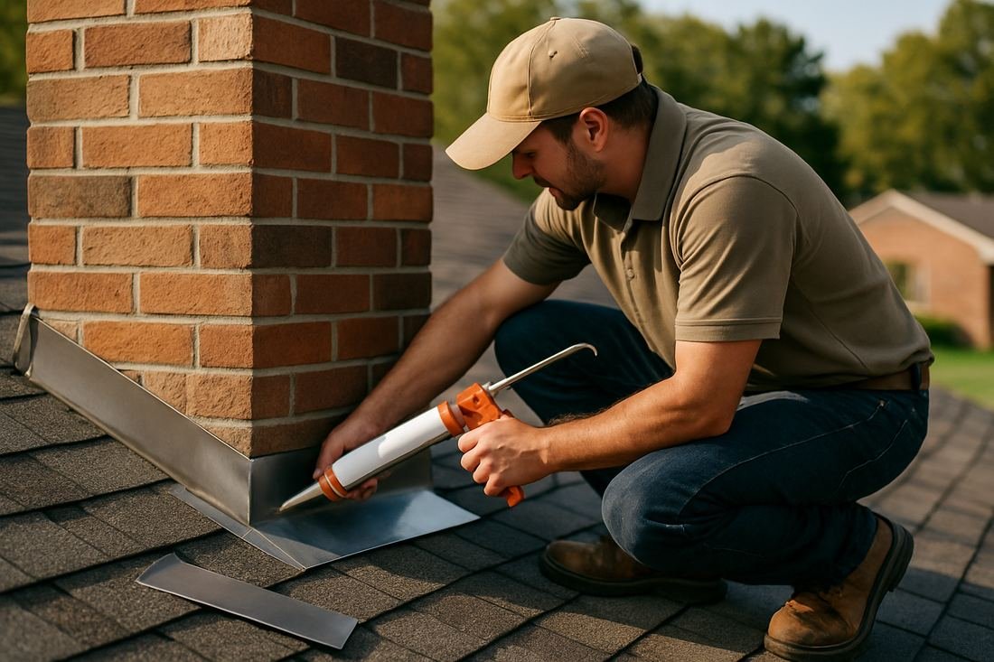 ASH Chimney technician performing chimney repair work on a Nashville, TN home