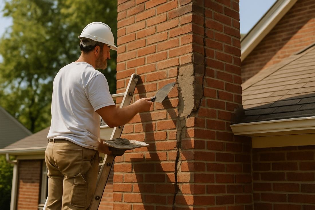 ASH Chimney technician performing chimney repair work on a Nashville, TN home