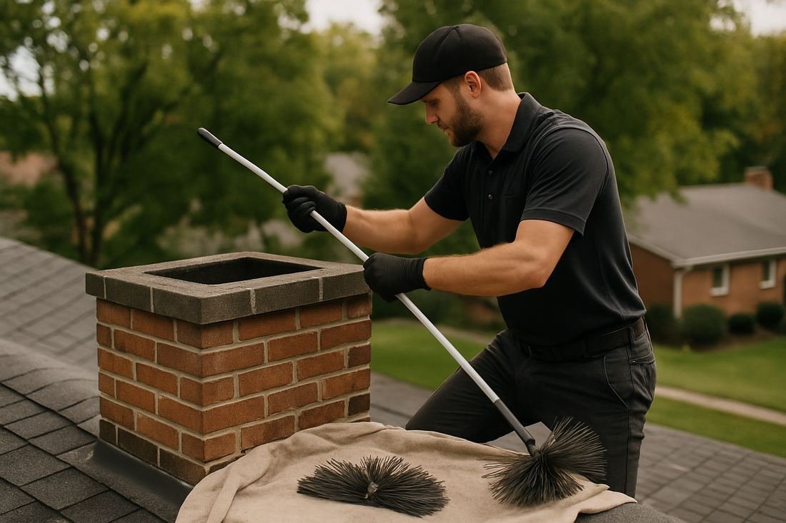 ASH Chimney technician performing cleaning & sweeping work on a Nashville, TN home