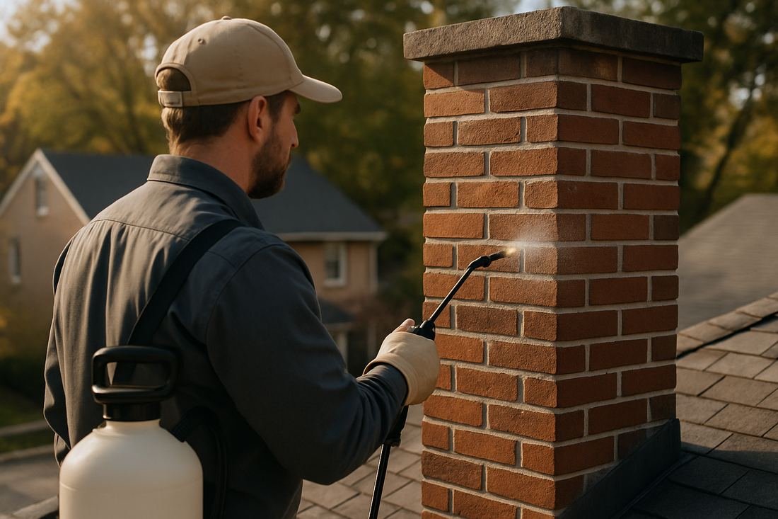 ASH Chimney technician performing chimney repair work on a Nashville, TN home