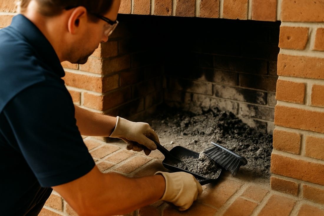 ASH Chimney technician performing cleaning & sweeping work on a Nashville, TN home
