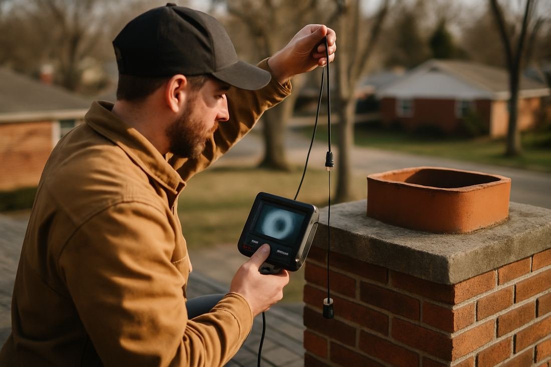 ASH Chimney technician performing chimney inspection work on a Nashville, TN home