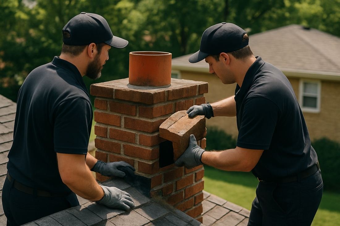 ASH Chimney technician performing chimney inspection work on a Nashville, TN home