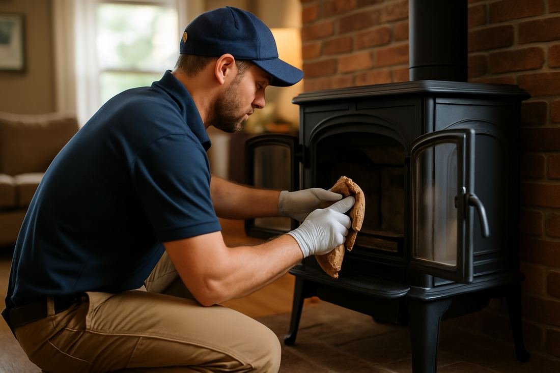 ASH Chimney technician performing cleaning & sweeping work on a Nashville, TN home